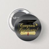 Badge Rond 5 Cm Félicitations Diplôme d'études supérieures et casq (Devant & derrière)