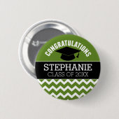 Badge Rond 5 Cm Félicitations Diplômé - Green Black Graduation (Devant & derrière)