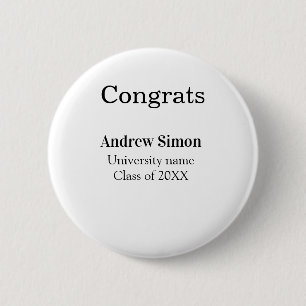 Badge Rond 5 Cm Félicitations diplômé nom nom université promotion