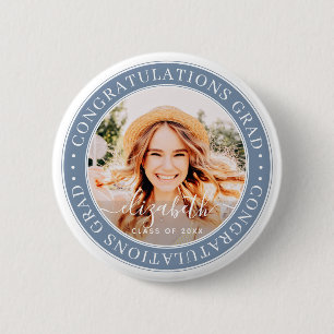 Badge Rond 5 Cm Félicitations Grad Modern Custom Photo