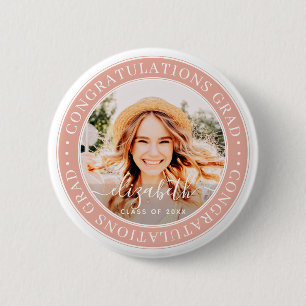 Badge Rond 5 Cm Félicitations Grad Moderne Photo personnalisée