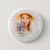 Badge Rond 5 Cm Félicitations Grand Moderne Simple Élégant Photo (Devant)