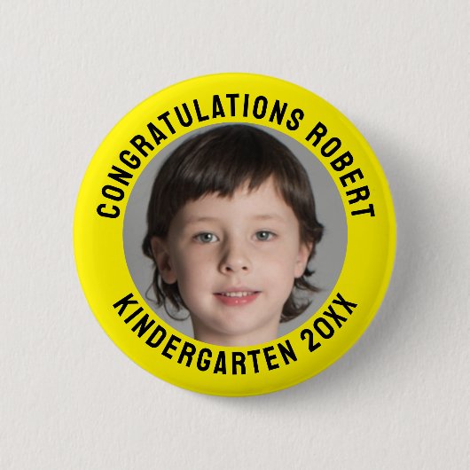 Badge Rond 5 Cm Félicitations Kindergarten Graduate Photo (Devant)