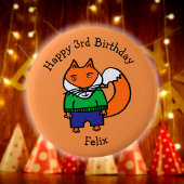 Badge Rond 5 Cm Felix le Fox Joyeux anniversaire personnalisé