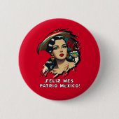 Badge Rond 5 Cm Feliz Mes Patrio Mexique (Devant)