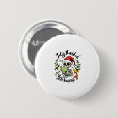 Badge Rond 5 Cm Feliz Navidad Bitchachos Funny Skull Spanish Merry (Devant & derrière)