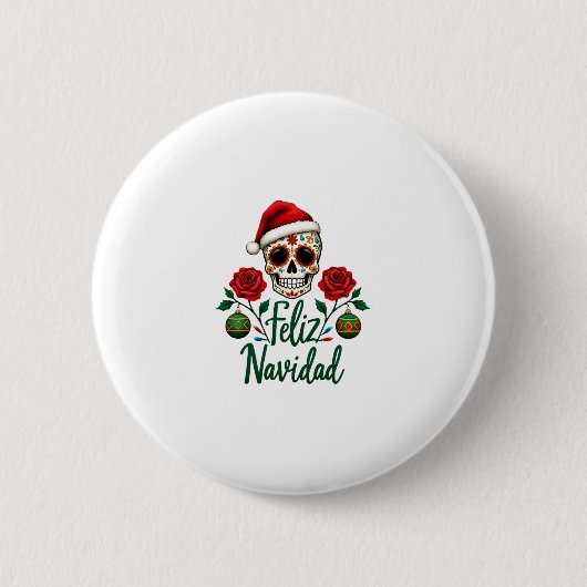 Badge Rond 5 Cm Feliz Navidad Sugar Skull Mexican Christmas T-Shir (Devant)