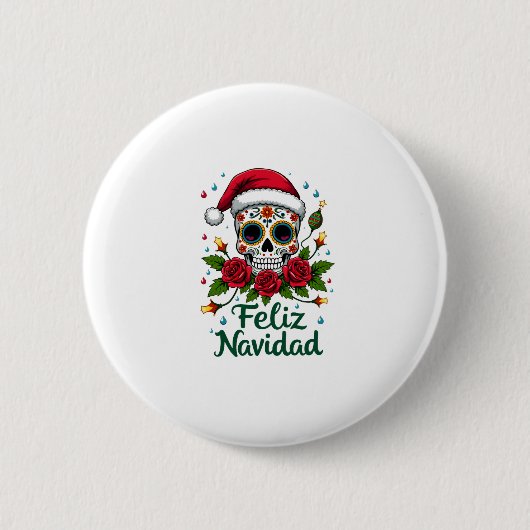 Badge Rond 5 Cm Feliz Navidad Sugar Skull Mexican Christmas T-Shir (Devant)