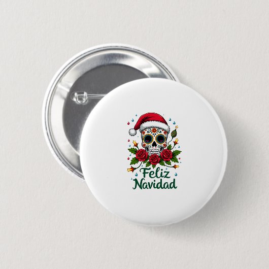 Badge Rond 5 Cm Feliz Navidad Sugar Skull Mexican Christmas T-Shir (Devant & derrière)