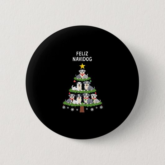 Badge Rond 5 Cm Feliz Navidog Christmas Dog T-Shirt, Funny Cute Xm (Devant)