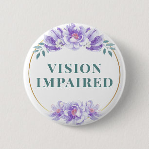 Badge Rond 5 Cm Féminin Rose Pourpre Floral Handicapée Visuelle