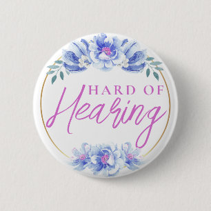 Badge Rond 5 Cm Feminine Bleu Sauvage Rose Floral Difficile à ente