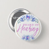 Badge Rond 5 Cm Feminine Bleu Sauvage Rose Floral Difficile à ente (Devant & derrière)
