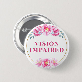 Badge Rond 5 Cm Feminine Pink Wild Rose Floral Vision Impaired