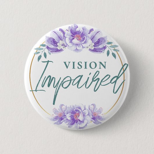 Badge Rond 5 Cm Feminine Violet Rose Floral Script Vision Imparée (Devant)