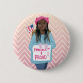 Badge Rond 5 Cm Féministe + Fier (Devant)
