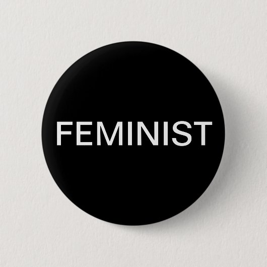 Badge Rond 5 Cm Féministe - texte blanc en gras sur noir (Devant)