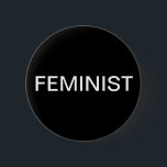 Badge Rond 5 Cm Féministe - texte blanc en gras sur noir<br><div class="desc">Croyez-vous en l'égalité des droits pour les femmes et les hommes ? Si c'est le cas, alors vous êtes féministe. Affichez fièrement le étiquette avec un bouton avec le mot "féministe" imprimé en gras blanc tout le texte casquette sur un arrière - plan noir. Pour voir le design féministe sur...</div>
