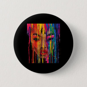 Badge Rond 5 Cm Femme africaine cool visage peint couleur afro Jun