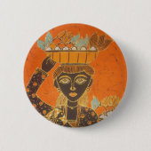Badge Rond 5 Cm Femme africaine portant panier d'art (Devant)