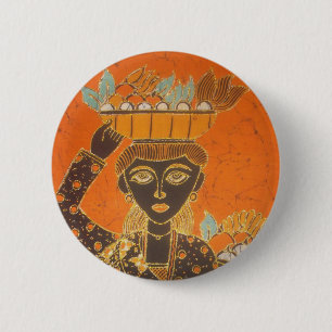Badge Rond 5 Cm Femme africaine portant panier d'art