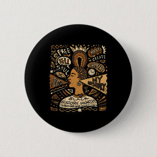 Badge Rond 5 Cm Femme Afro Mois de l'histoire des Noirs Hommes Fem