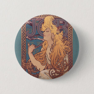 Badge Rond 5 Cm Femme Art nouveau d'Alfonse Mucha pour Job