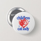 Badge Rond 5 Cm Femme au chat sans enfant (Devant & derrière)