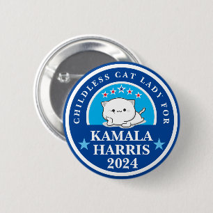 Badge Rond 5 Cm Femme avec chats sans enfants pour Kamala Harris