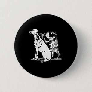 Badge Rond 5 Cm Femme Chat Et Chien Tatouage Drôle Amateurs De Tat