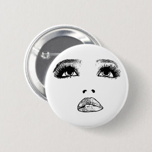 Badge Rond 5 Cm Femme cherchant le visage maquillage beauté art