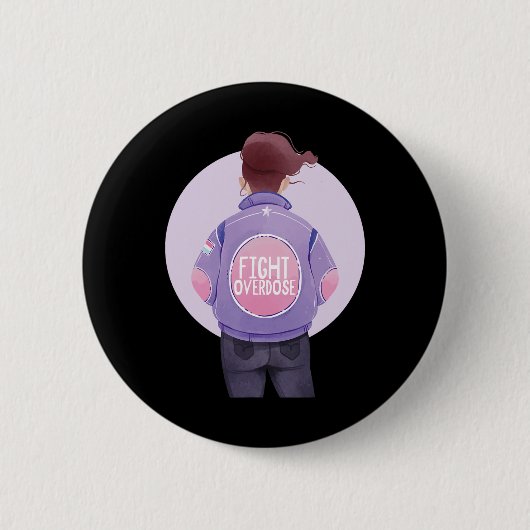 Badge Rond 5 Cm femme combat l'overdose Purple Ribbon Overdose (Devant)