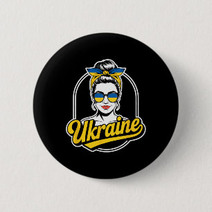 Badge Rond 5 Cm Femme de style rétro ukrainien Graphisme Fierté cu