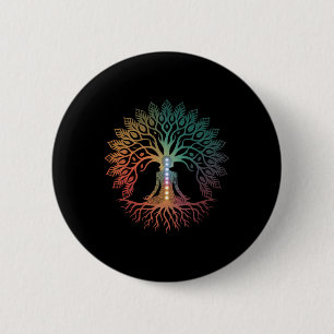 Badge Rond 5 Cm Femme de vie d'arbre Yoga Chakra Spirituel