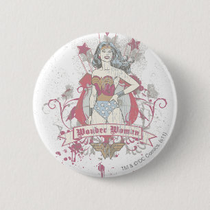 Badge Rond 5 Cm Femme de Wonder qui tire des étoiles
