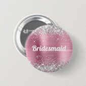 Badge Rond 5 Cm Femme d'honneur de Parties scintillant d'argent ro (Devant & derrière)