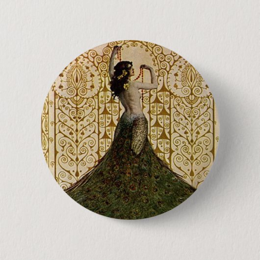 Badge Rond 5 Cm Femme en jupe de paon (Devant)