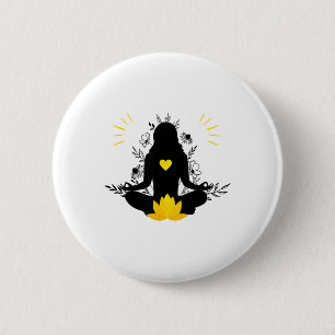 Badge Rond 5 Cm Femme en méditation Yoga Spiritualité Pleine consc