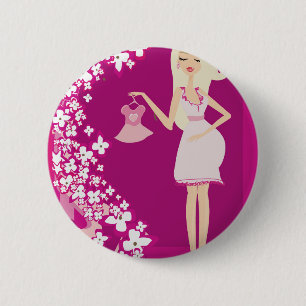 Badge Rond 5 Cm femme enceinte blonde