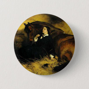 Badge Rond 5 Cm Femme et Cheval