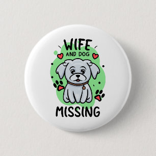 Badge Rond 5 Cm Femme et chien manquants