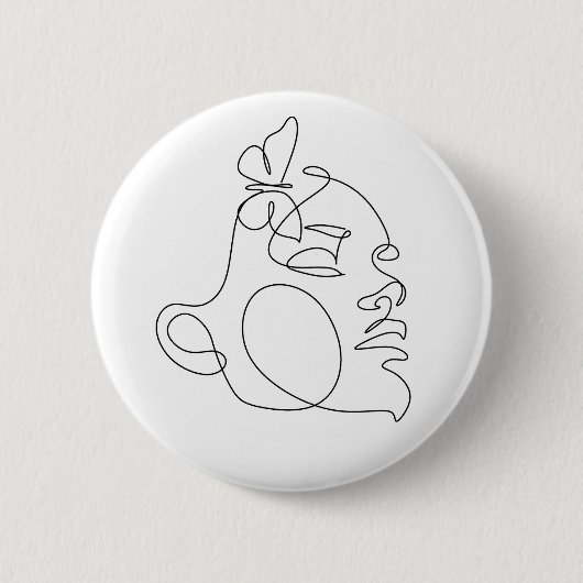 Badge Rond 5 Cm Femme Face Line Art (Devant)