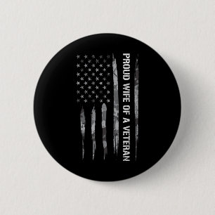 Badge Rond 5 Cm Femme_ Fier Épouse D'Un Vétéran - Drapeau Américai