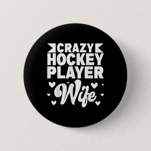 Badge Rond 5 Cm Femme folle de joueur de hockey Champ de hockey su