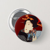 Badge Rond 5 Cm Femme japonaise 2 de lecture (Devant & derrière)