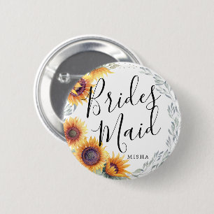 Badge Rond 5 Cm Femme-mère Florales de tournesol Nom personnalis