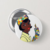 Badge Rond 5 Cm femme mod noire (Devant & derrière)