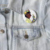 Badge Rond 5 Cm femme mod noire (En situation)