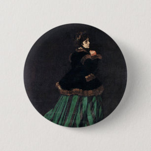 Badge Rond 5 Cm Femme Monet en robe verte