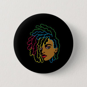 Badge Rond 5 Cm Femme noire Africaine Afro Cheveux Cool Histoire n